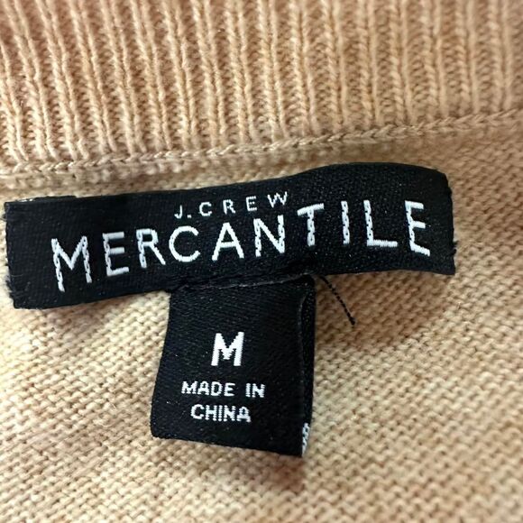 J. CREW Tan Wool Long Sleeve Sweater Asymmetrical Ruffle Sz M Preppy Minimalist - Picture 4 of 6